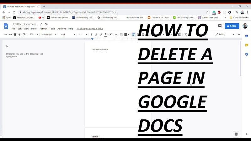 How to delete a page in google docs