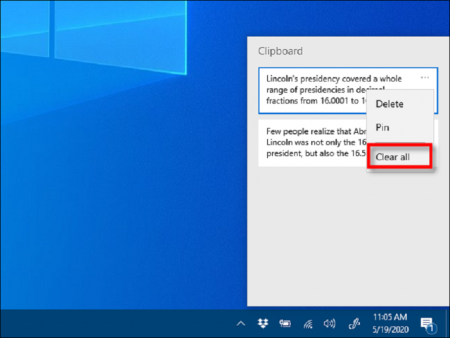 How to clear clipboard in Windows 10 within 1 minute - Fresh Look App