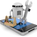 QA tester reviewing a mobile app on a smartphone to find bugs before release