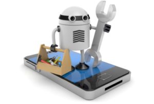 QA tester reviewing a mobile app on a smartphone to find bugs before release