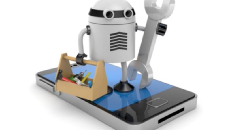 QA tester reviewing a mobile app on a smartphone to find bugs before release