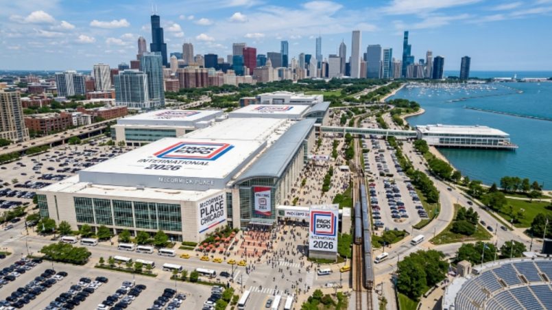 Aerial view of McCormick Place convention center in Chicago hosting PACK EXPO International 2026